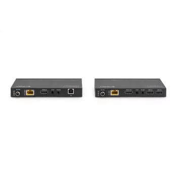 DIGITUS HDBaseT KVM Extender Set. 150m 4K/60Hz. USB 2.0. PoC. IR. nero