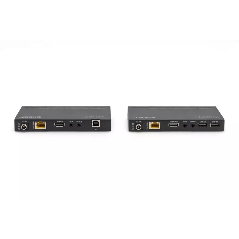 DIGITUS HDBaseT KVM Extender Set. 150m 4K/60Hz. USB 2.0. PoC. IR. nero