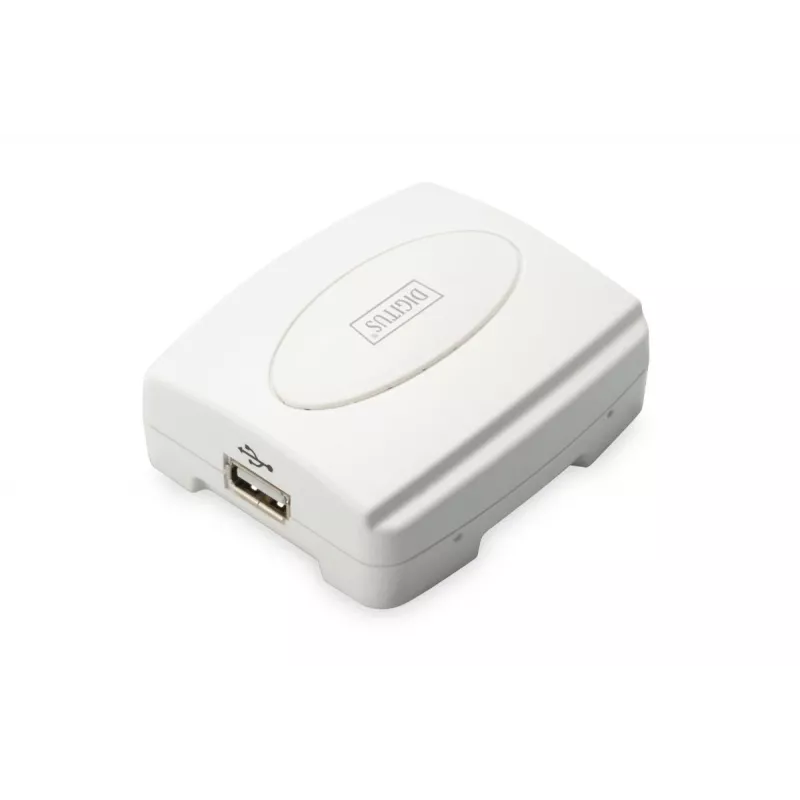 DIGITUS server di stampa USB, 1 porta 1x RJ45, 1x USB A, USB 2.0 per tutti i sistemi operativi comuni