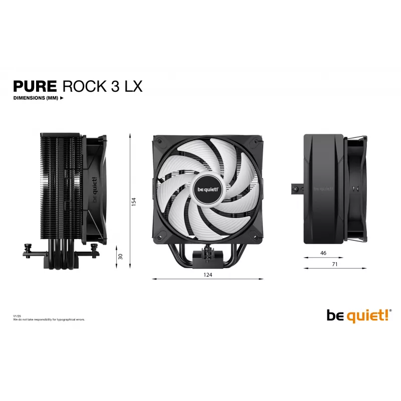 be quiet! Pure Rock 3 LX dissipatore CPU ad aria 12 cm nero 1 pz.