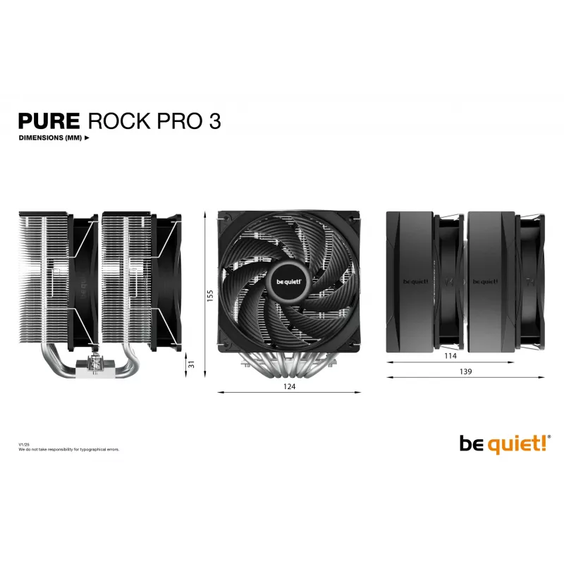 be quiet! Pure Rock Pro 3 dissipatore CPU ad aria 12 cm argento 1 pezzo