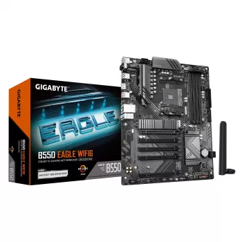 Scheda madre GIGABYTE B550 EAGLE WIFI6 ATX, AMD B550, Socket AM4, DDR4, 4x DIMM, 2x M.2, Wi‑Fi 6, Bluetooth 5.3