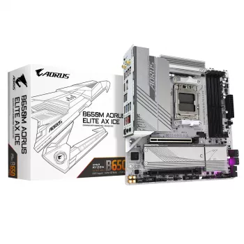 GIGABYTE B650M AORUS ELITE AX ICE Scheda madre - CPU AMD Ryzen serie 9000, VRM 12+2+2 fasi, fino a 8000 MHz DDR5 (OC), 1xPCIe 5.0 + 1xPCIe 4.0 M.2, 2,5 GbE LAN, WLAN 6E, USB 3.2 Gen 2x2