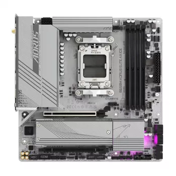 GIGABYTE B650M AORUS ELITE AX ICE Scheda madre - CPU AMD Ryzen serie 9000, VRM 12+2+2 fasi, fino a 8000 MHz DDR5 (OC), 1xPCIe 5.0 + 1xPCIe 4.0 M.2, 2,5 GbE LAN, WLAN 6E, USB 3.2 Gen 2x2