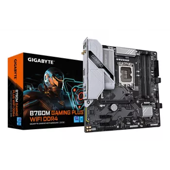 GIGABYTE B760M GAMING PLUS WIFI DDR4 Scheda madre – Supporta CPU Intel Core di 14ª gen., VRM 4+1+1 fasi, fino a 5333 MHz DDR4 (OC), 2x PCIe 4.0 M.2, Wi-Fi 6, 1 GbE LAN, USB 3.2 Gen 1