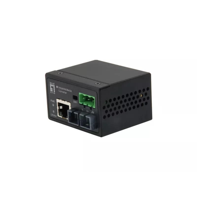 LevelOne IEC-4002 convertitore di supporto industriale da RJ45 a ST, Fast Ethernet 100 Mbps, fibra multimodale, 1310 nm, 2 km