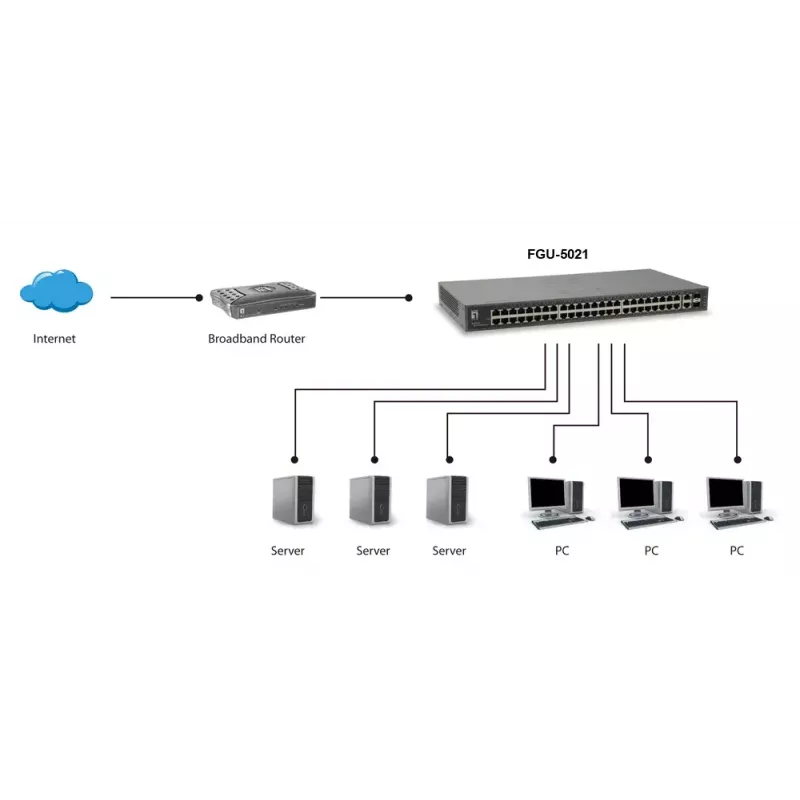 Switch Fast Ethernet LevelOne 50 porte, 2 x Gigabit SFP/RJ45 combo