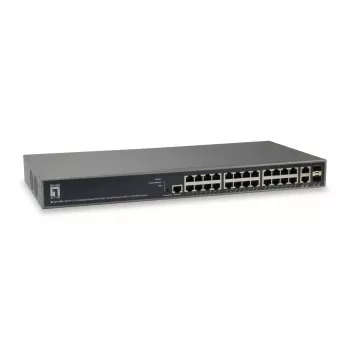 Switch PoE Gigabit L3 Lite managed LevelOne TURING 26 porte, 24 uscite PoE, 370 W, 2 x SFP/RJ45 combo