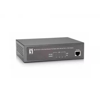LevelOne switch Fast Ethernet PoE 5 porte, 802.3at/af PoE, 4 uscite PoE, 65W
