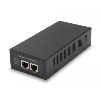 Iniettore PoE Gigabit LevelOne, 60 W, PoE 802.3at/af, Gigabit Ethernet, 10,100,1000 Mbit/s, IEEE 802.3af, IEEE 802.3at, IEEE 802.3bt, nero, alimentazione, 60 W