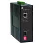 LevelOne IEC-2000 convertitore di supporto industriale Gigabit da RJ45 a SFP, IP30, 12-48 V DC, alluminio, nero