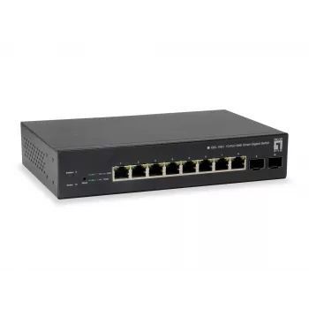Switch PoE Gigabit Web Smart LevelOne 10 porte, 8 uscite PoE, 2 x Gigabit SFP, 70W