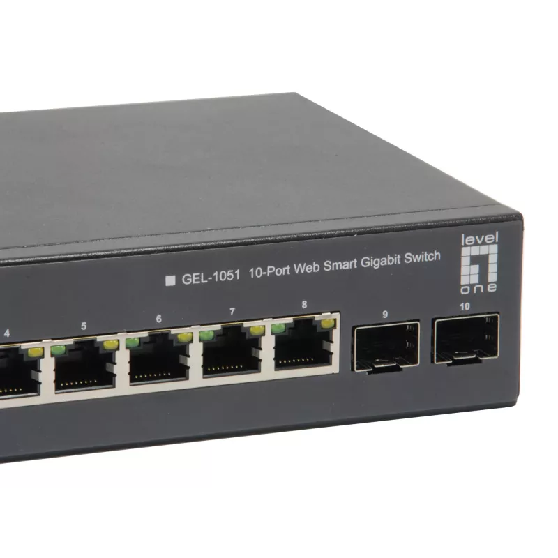Switch PoE Gigabit Web Smart LevelOne 10 porte, 8 uscite PoE, 2 x Gigabit SFP, 70W
