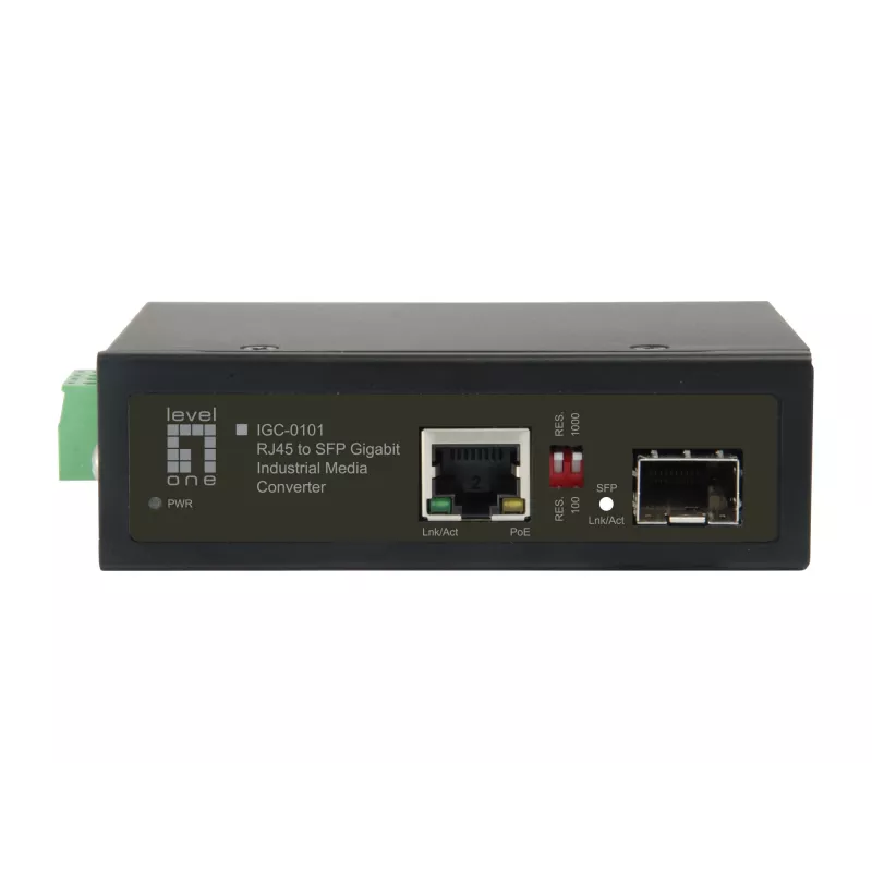 Convertitore di media industriale LevelOne RJ45 su SFP Gigabit, 1 uscita PoE