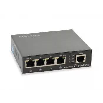 Switch PoE Gigabit LevelOne 5 porte, 802.3at/af PoE, 4 uscite PoE, 60W