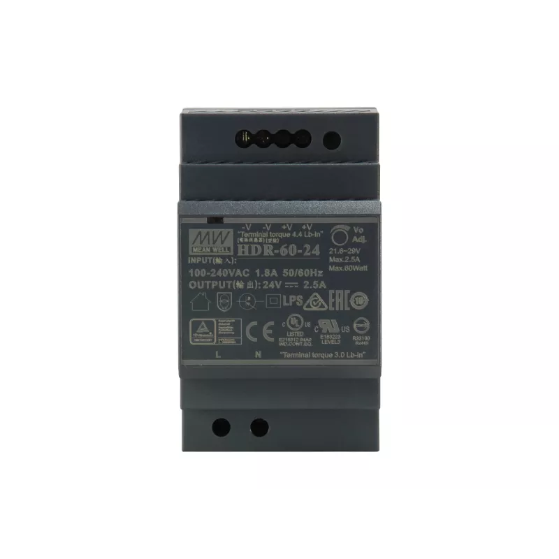 Alimentatore industriale LevelOne 24V DC, 60W, guida DIN
