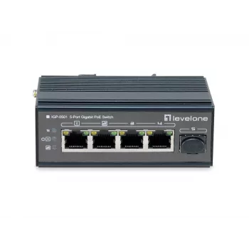 Switch industriale LevelOne 5 porte Gigabit, guida DIN, da -30 °C a 65 °C