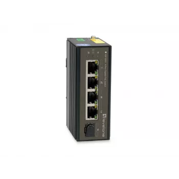 Switch industriale LevelOne 5 porte Gigabit, guida DIN, da -30 °C a 65 °C