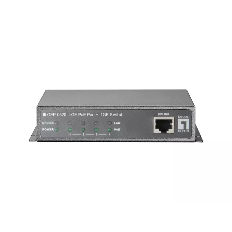 LevelOne switch Gigabit PoE a 5 porte, 61,6 W, 802.3af PoE, 4 uscite PoE, alimentatore incluso