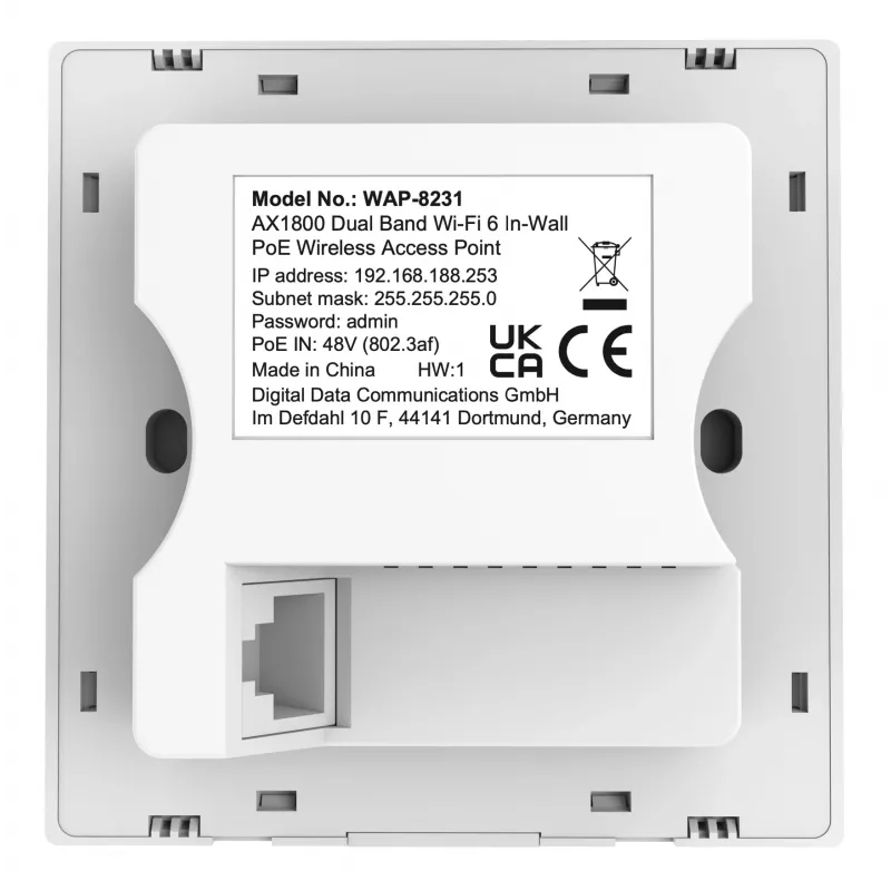 LevelOne access point Wi-Fi 6 dual band AX1800 In-Wall PoE