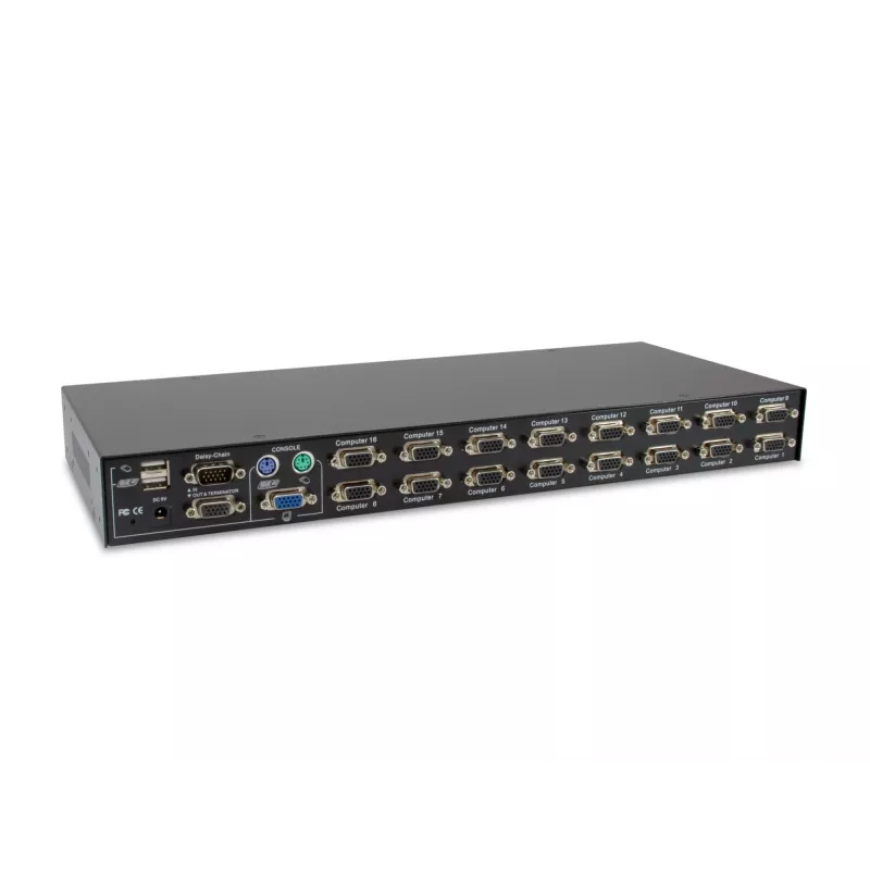 Switch KVM LevelOne 16 porte PS/2-USB VGA, 2048 x 1536 pixel, montaggio a rack, 1U, nero