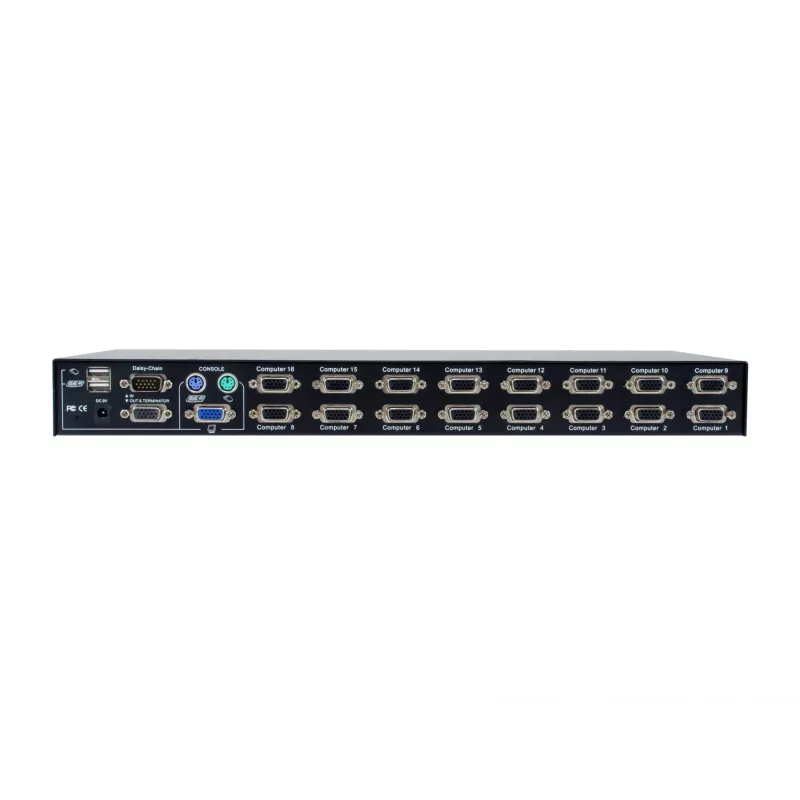 Switch KVM LevelOne 16 porte PS/2-USB VGA, 2048 x 1536 pixel, montaggio a rack, 1U, nero