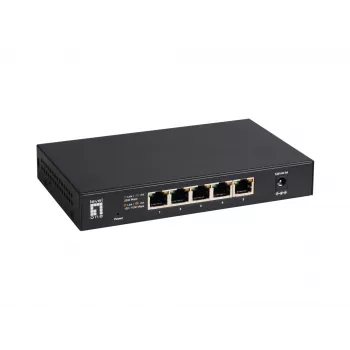 Switch 5 porte unmanaged 2.5G Ethernet LEVELONE GEU-0525 — 5× 2.5G RJ-45, unmanaged, switching 25 Gbit/s, montaggio a parete