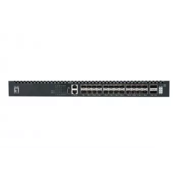 Switch in fibra L3 managed TOR LevelOne 26 porte, 24x 1/10GbE SFP+, 2x 40/100GbE QSFP28, alimentazione ridondante hot-swap