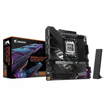 Scheda madre GIGABYTE B850M AORUS ELITE WIFI6E - CPU AMD Ryzen serie 9000, VRM digitale 12+2+2 fasi, fino a 8200MHz DDR5 (OC), 1xPCIe 5.0 + 1xPCIe 4.0 M.2, WIFI 6E, 2.5GbE LAN, USB 3.2 Gen 2