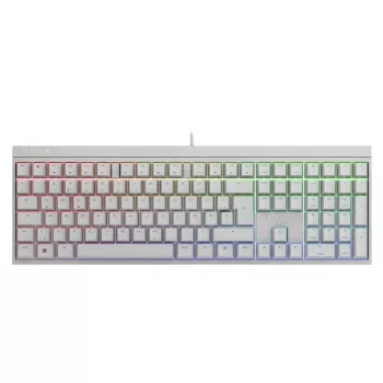 Tastiera da gaming meccanica con filo Cherry MX 2.0S — full-size (100 %), layout tedesco QWERTZ, retroilluminazione RGB, USB, bianca