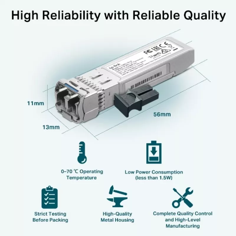 TP-Link SM5110-LR modulo ricetrasmettitore di rete fibra ottica 10000 Mbit/s SFP+ 1310 nm
