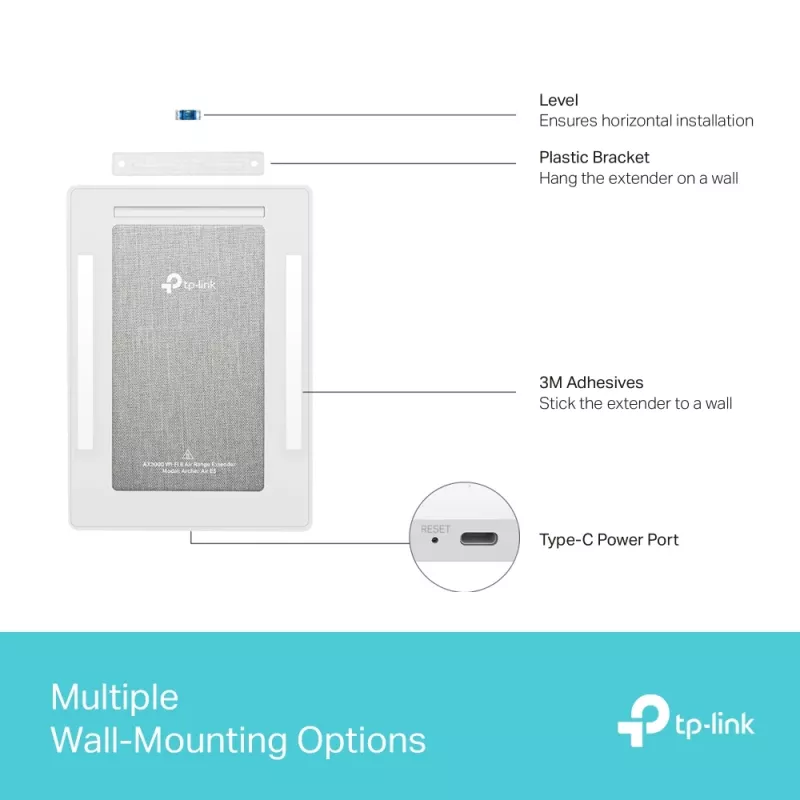 TP-Link Archer AX3000 range extender Wi-Fi 6 dual-band Air, repeater di rete, 2976 Mbit/s, bianco, parete, FCC, RoHS, 12 V