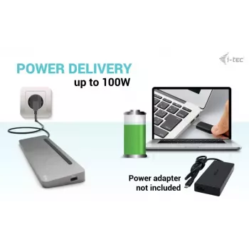 i-tec USB-C Docking station ergonomica in metallo 3x 4K display + Power Delivery 100 W