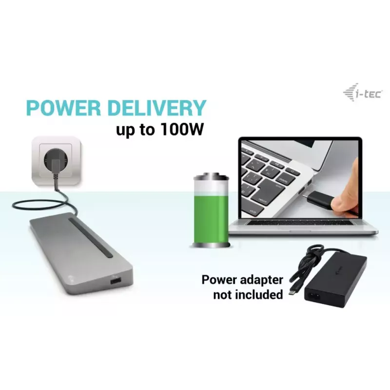 i-tec USB-C Docking station ergonomica in metallo 3x 4K display + Power Delivery 100 W