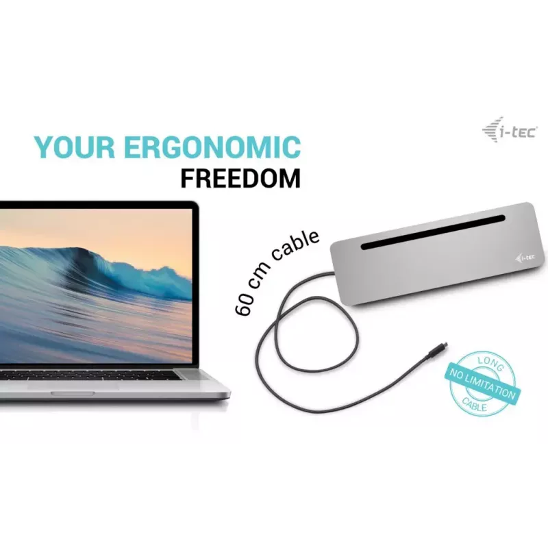 i-tec USB-C Docking station ergonomica in metallo 3x 4K display + Power Delivery 100 W