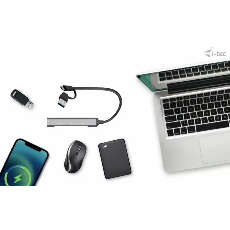 i-tec USB-C/USB-A Hub in metallo 1x USB 3.0 + 3x USB 2.0
