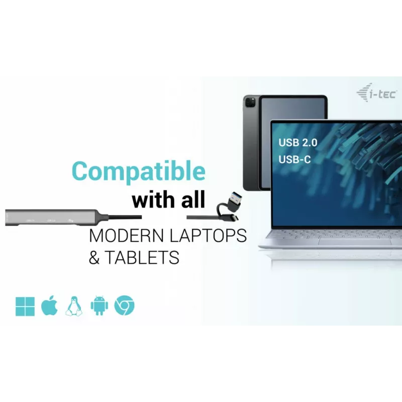 i-tec USB-C/USB-A Hub in metallo 1x USB 3.0 + 3x USB 2.0