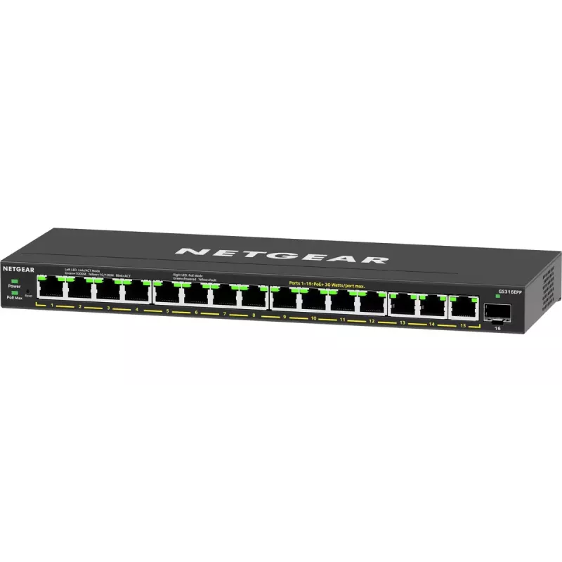 Switch gestito NETGEAR GS316EPP 16 porte PoE+ Gigabit Ethernet