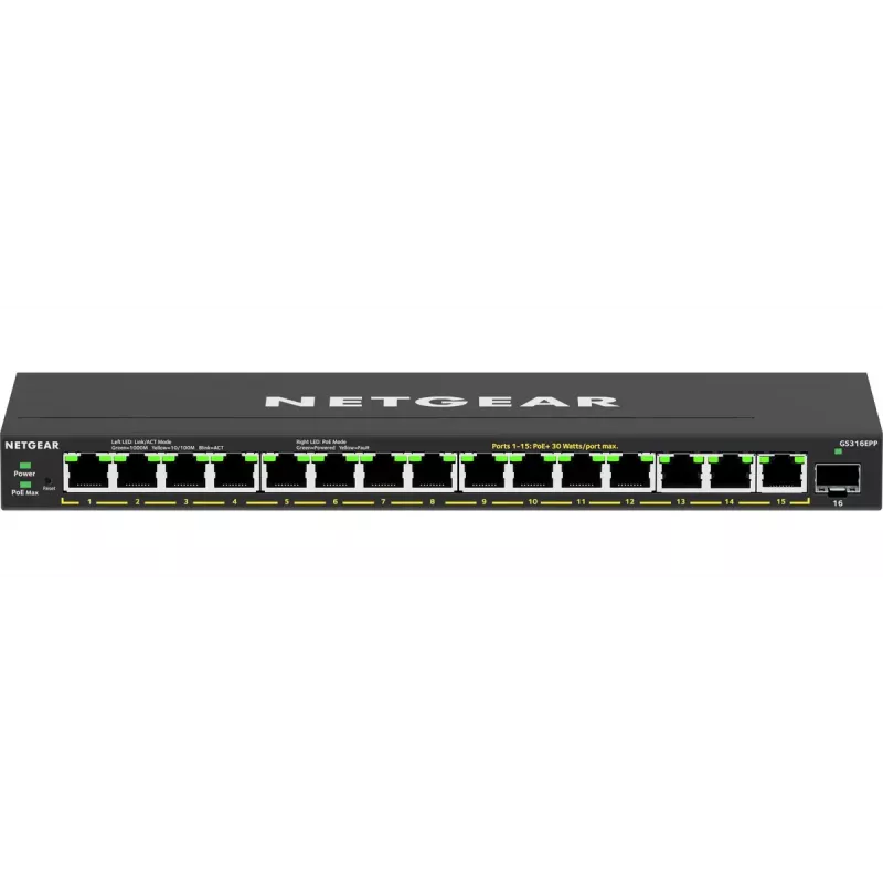 Switch gestito NETGEAR GS316EPP 16 porte PoE+ Gigabit Ethernet