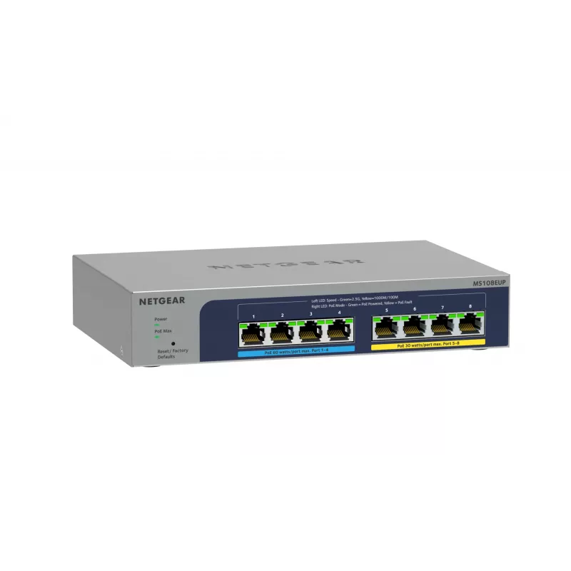 NETGEAR switch 8 porte Ultra60 PoE++ Multi-Gigabit (2,5G) Ethernet Plus Managed L2/L3 2.5G Ethernet (100/1000/2500) Power over Ethernet (PoE) grigio
