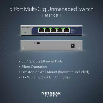 NETGEAR MS105-100EUS switch di rete Unmanaged 2.5G Ethernet (100/1000/2500) Power over Ethernet (PoE) 1U
