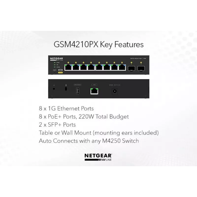 Switch gestito NETGEAR GSM4210PX 8x1G PoE+ 220W 2xSFP+