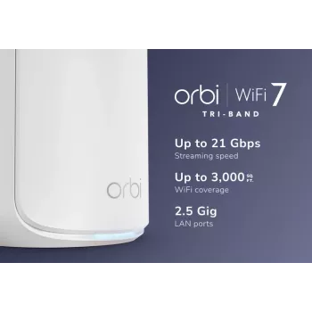 NETGEAR Orbi 870 tri-band (2,4 GHz / 5 GHz / 6 GHz) Wi-Fi 7 (802.11be) bianco 4 interno