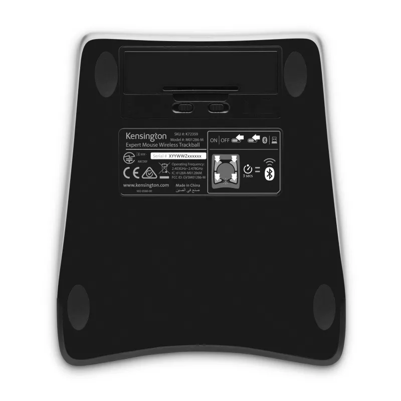 Kensington Expert mouse trackball wireless, ambidestro, ottico, RF wireless + Bluetooth, 400 DPI, nero