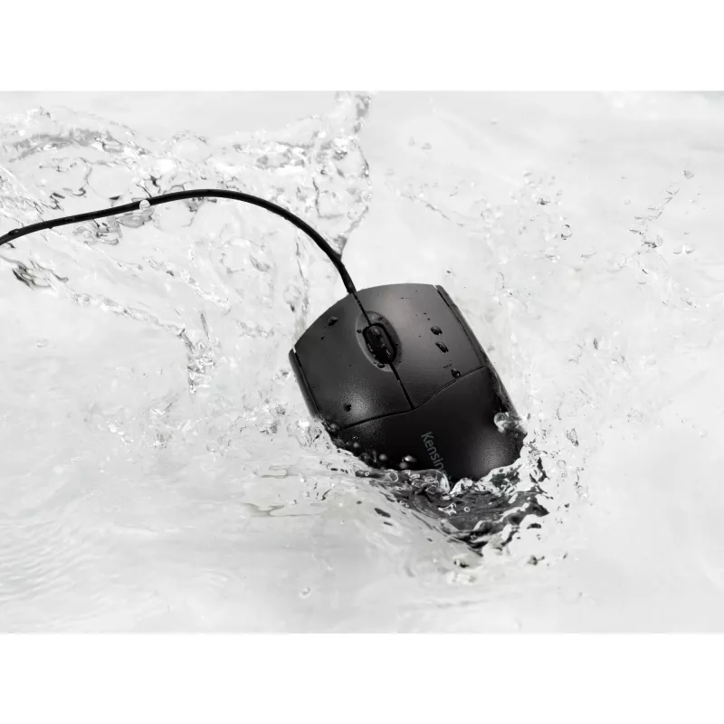 Mouse Kensington Pro Fit con filo, lavabile, ambidestro, ottico, USB, 1600 DPI, nero