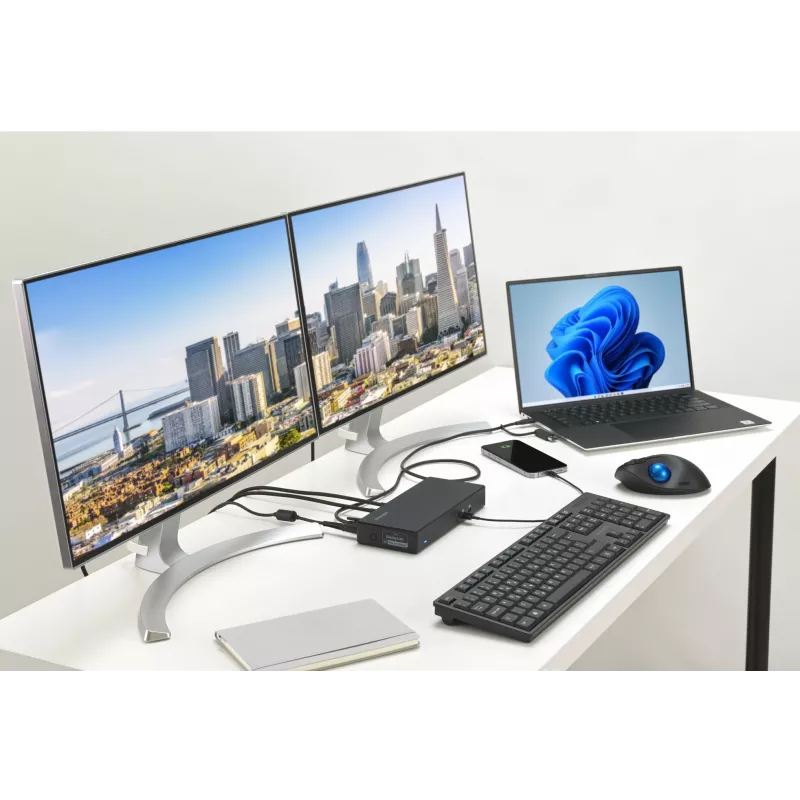 Kensington SD4781P EQ USB-C & USB-A Docking Station Dual 4K, con filo, USB 3.2 Gen 2 (3.1 Gen 2) Type-C, 100 W, 3,5 mm, 10,100,1000 Mbit/s, nero