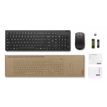 Tastiera Lenovo 4X31R64467 con mouse inclusa Universal RF Wireless Tedesca nera