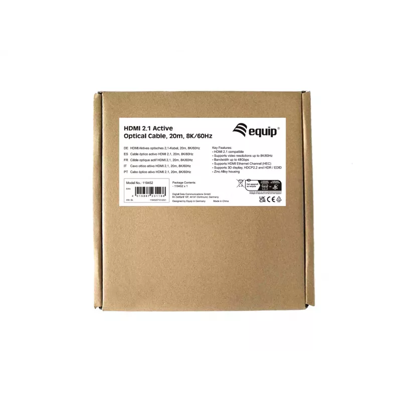 Cavo ottico attivo HDMI 2.1 Equip, 20 m, 8K/60Hz