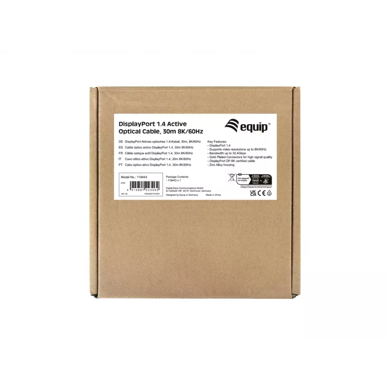 Cavo ottico attivo DisplayPort 1.4 Equip, 30 m, 8K/60Hz
