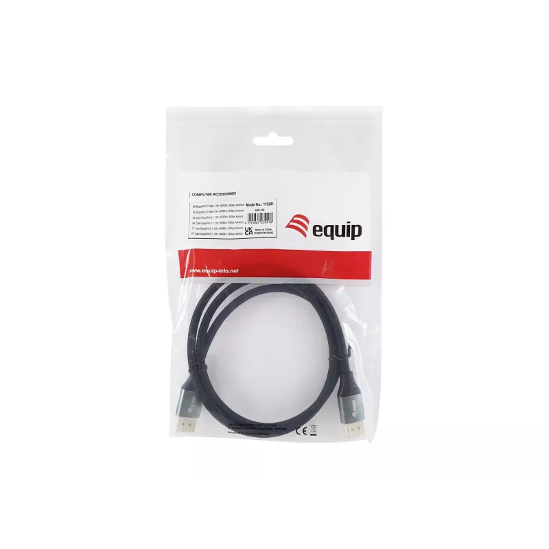 Cavo DisplayPort 2.1 Premium Equip, 1,0 m, 16K/60Hz, 54 Gbit/s